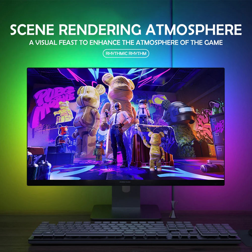RGB Gaming Sync Light Strip Computer Monitor Light LED Backlight Color Music Sync DIY Display APP Control Atmosphere Decor Lamp Zpaxo