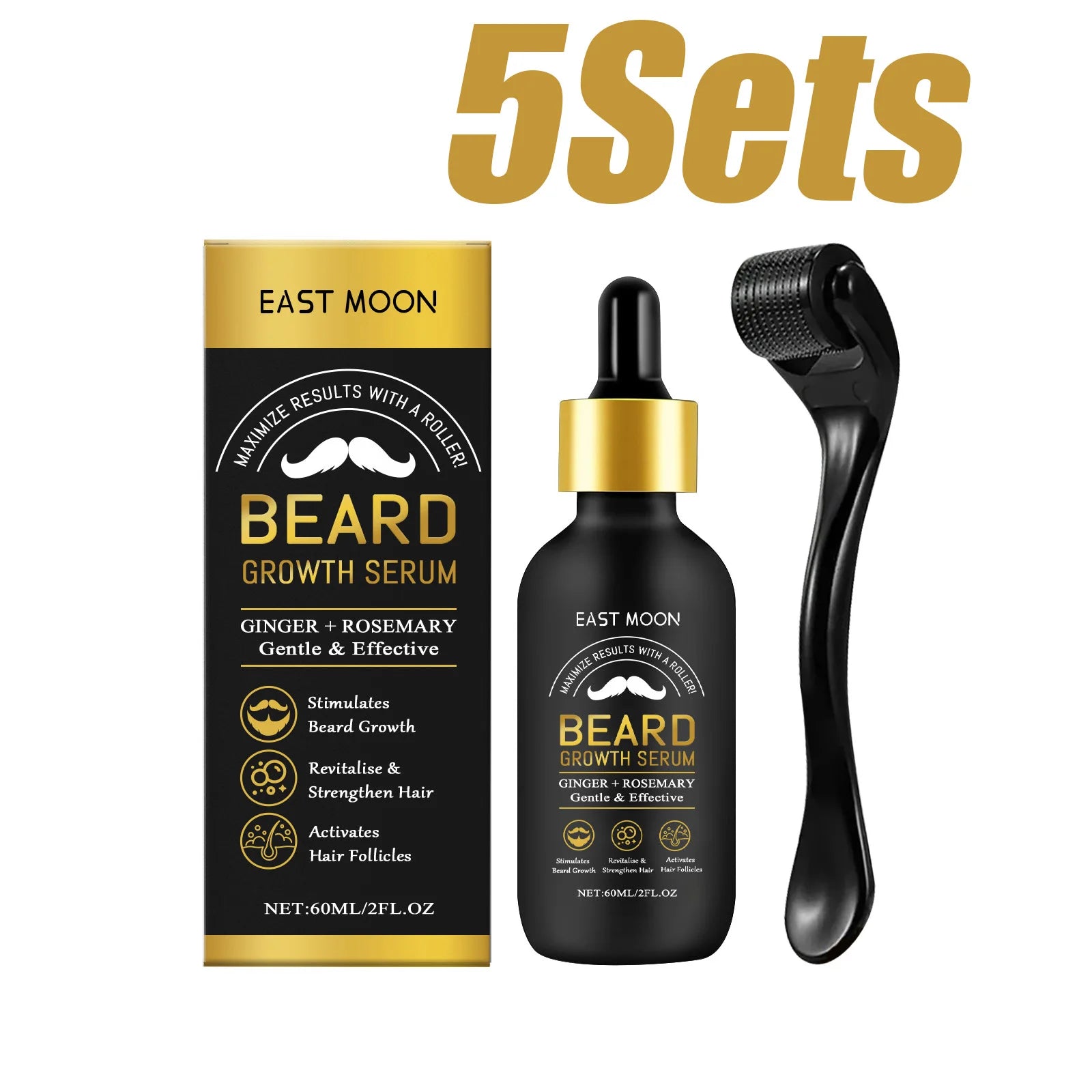 WEST MONTH Beard Thickening Oil + Roller Ball | Men's Grooming Beard Care Oil Zpaxo 5sets