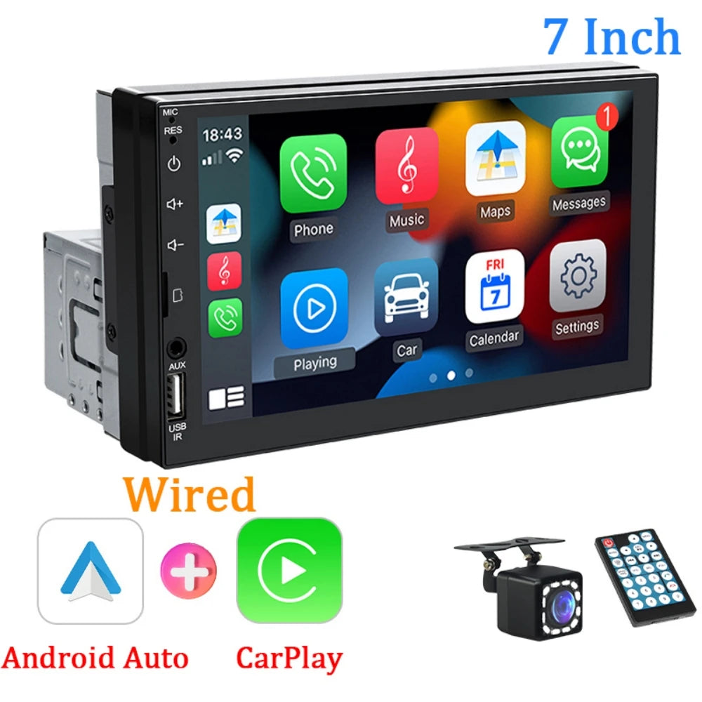 HIPPCRON Car MP5 Radio HD Display Screen Wired Carplay Android Auto Zpaxo with camera