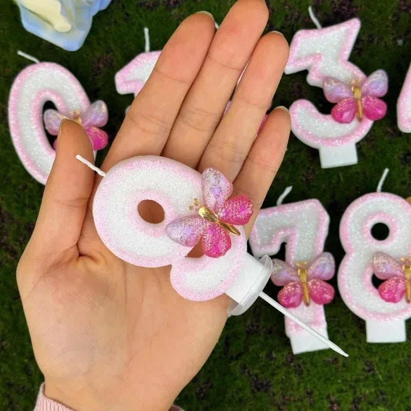 Pink Butterfly Number Candles 1–9 | Birthday Cake Topper Birthday Cake Candles Zpaxo