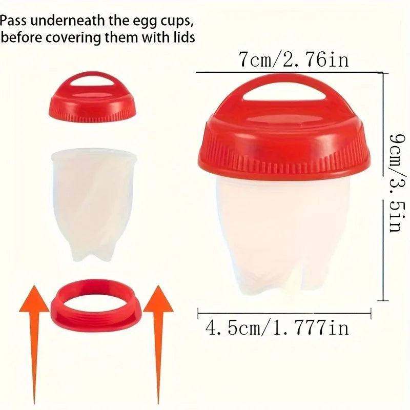 6-Piece Silicone Egg Poachers Non-stick Heat-resistant Cooking Cups