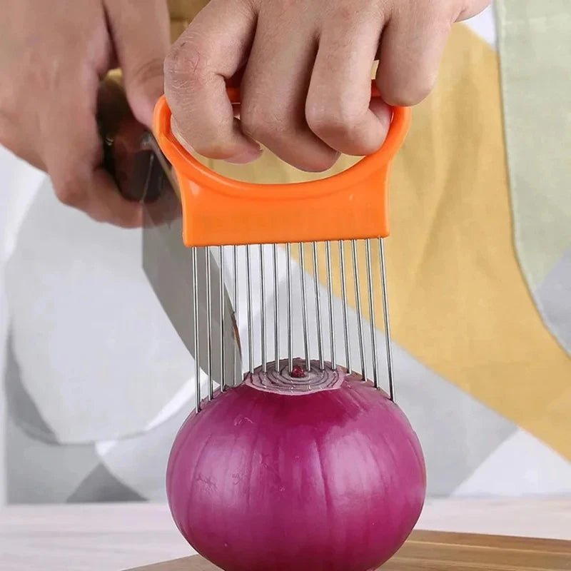 Stainless Steel Onion Holder Slicer Fork – Vegetable & Tomato