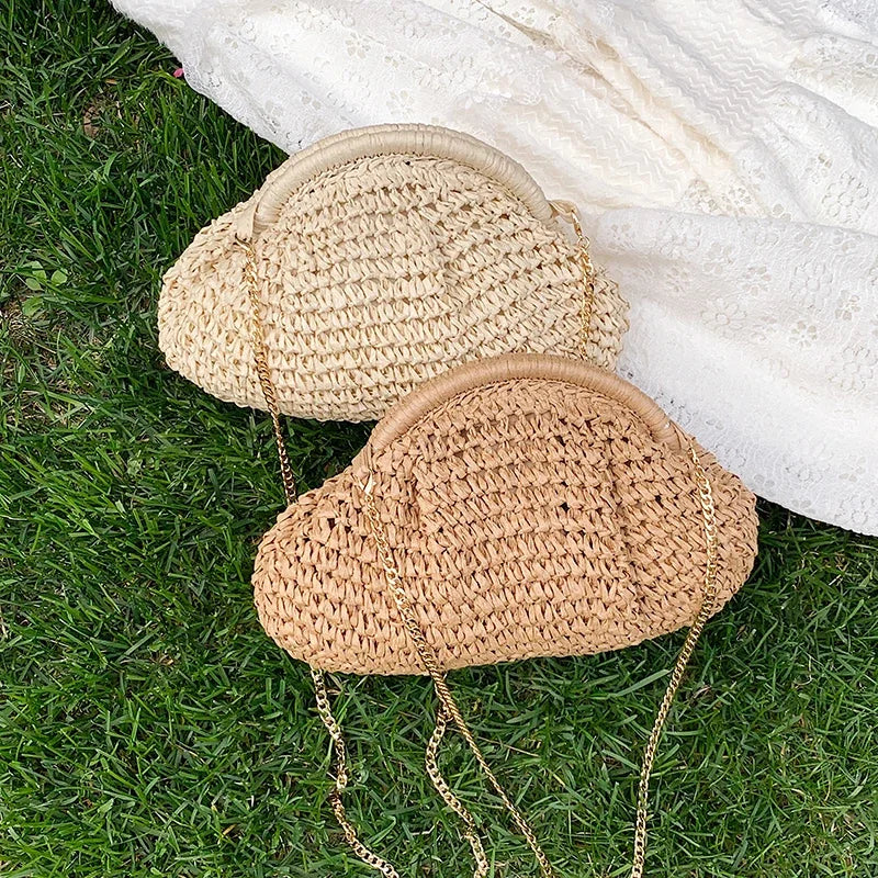 Summer New Straw Weaving Crossbody Bag Fashionable and Casual Shell Bag Women's Shoulder Bag with Excellent Texture Zpaxo