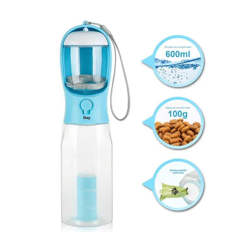 1 Dog Water Bottle Poop Bag Dispenser Portable Pet Feeder Cat Bowl Zpaxo