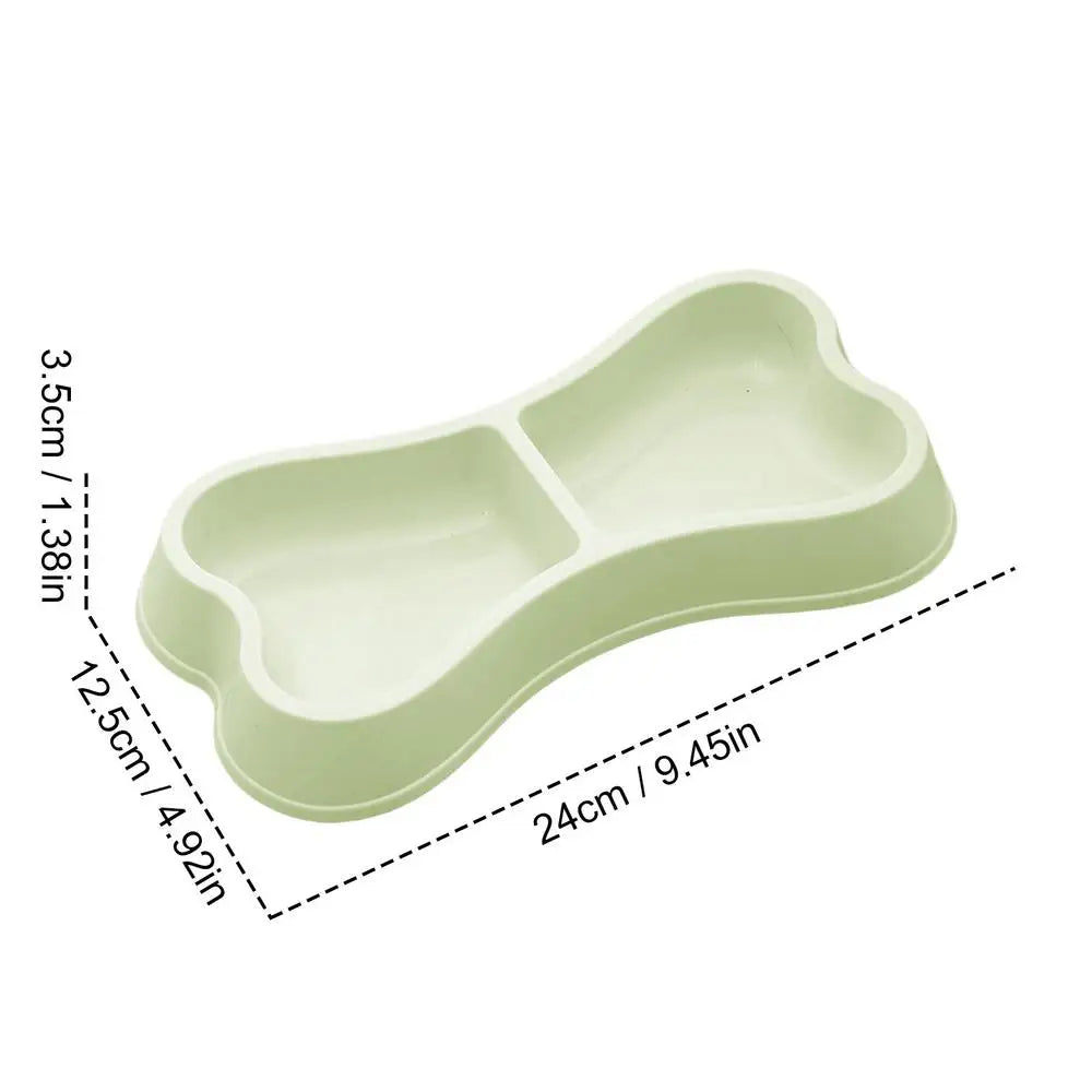 pet bowl Bone-Shaped Pet Bowls 2 in 1 Food & Water Dish with Non-Slip Base Cat Feeding Set for Small Spaces Pet feeding Zpaxo Green