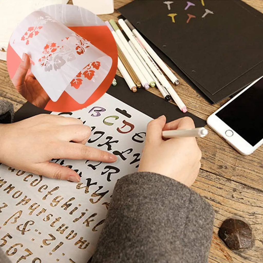 12-Piece Alphabet Stencil Set – DIY Painting & Scrapbooking