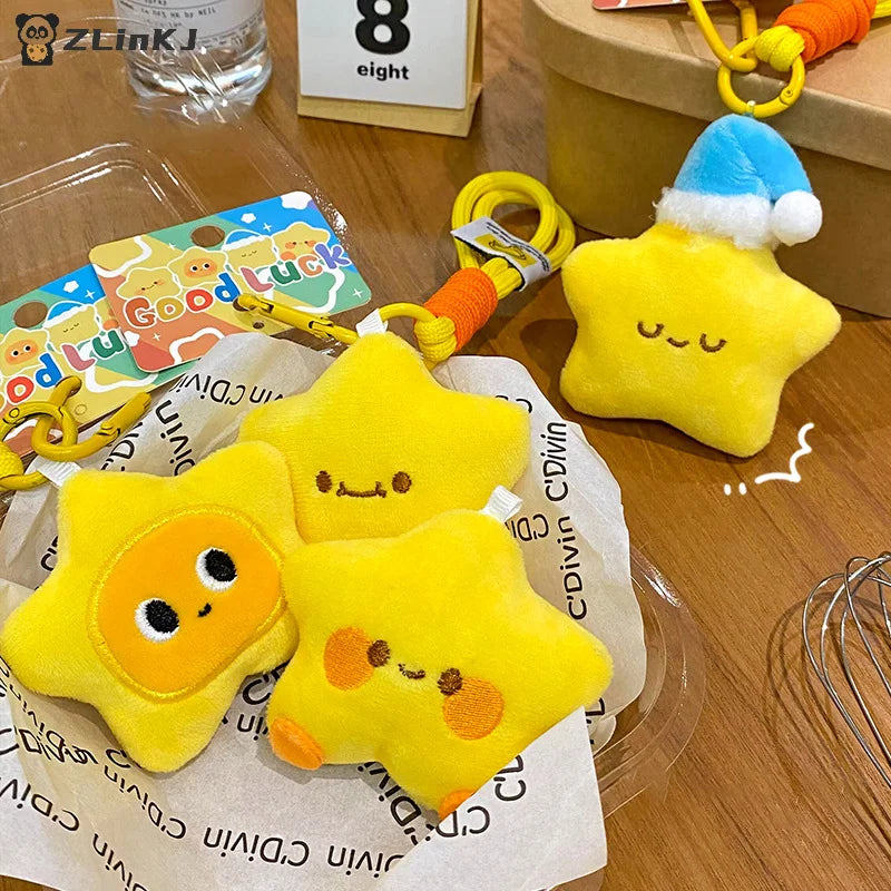▶1PCS Cute Star Doll Pendant Plush Doll Pendant Keychain Accessories Student Backpack Pendant Zpaxo