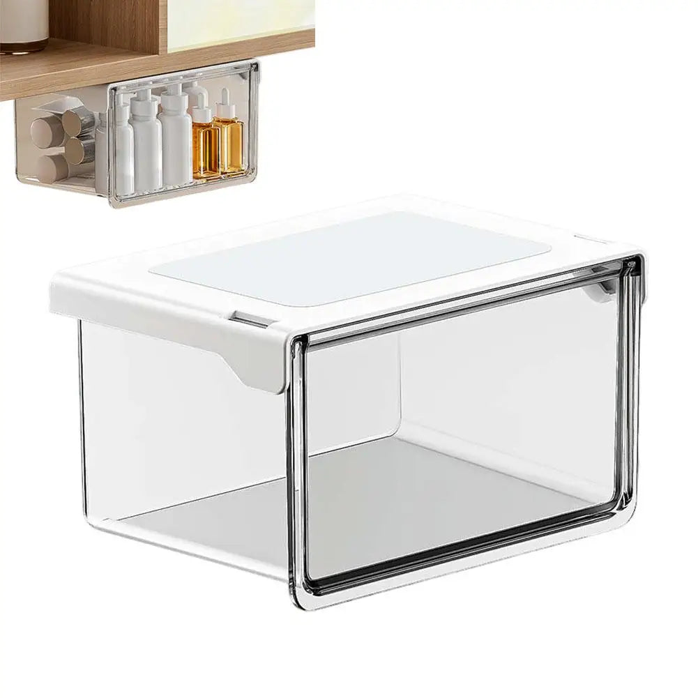 Self-Adhesive Under-Desk Drawer Storage Box | S/M/L Transparent Desk Drawer Organizer Zpaxo M