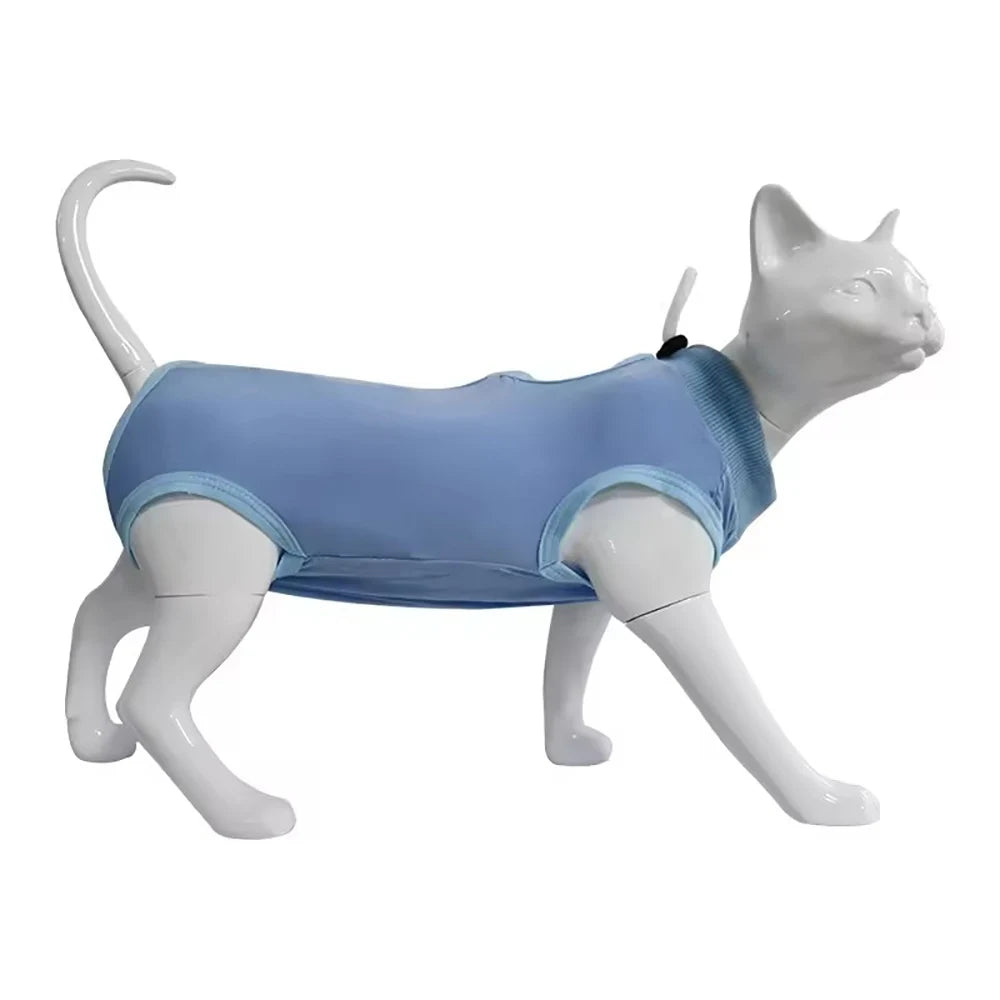 Cat Weaning Suit Anti-licking Recovery Clothes After Surgery Soft Zpaxo Blue L