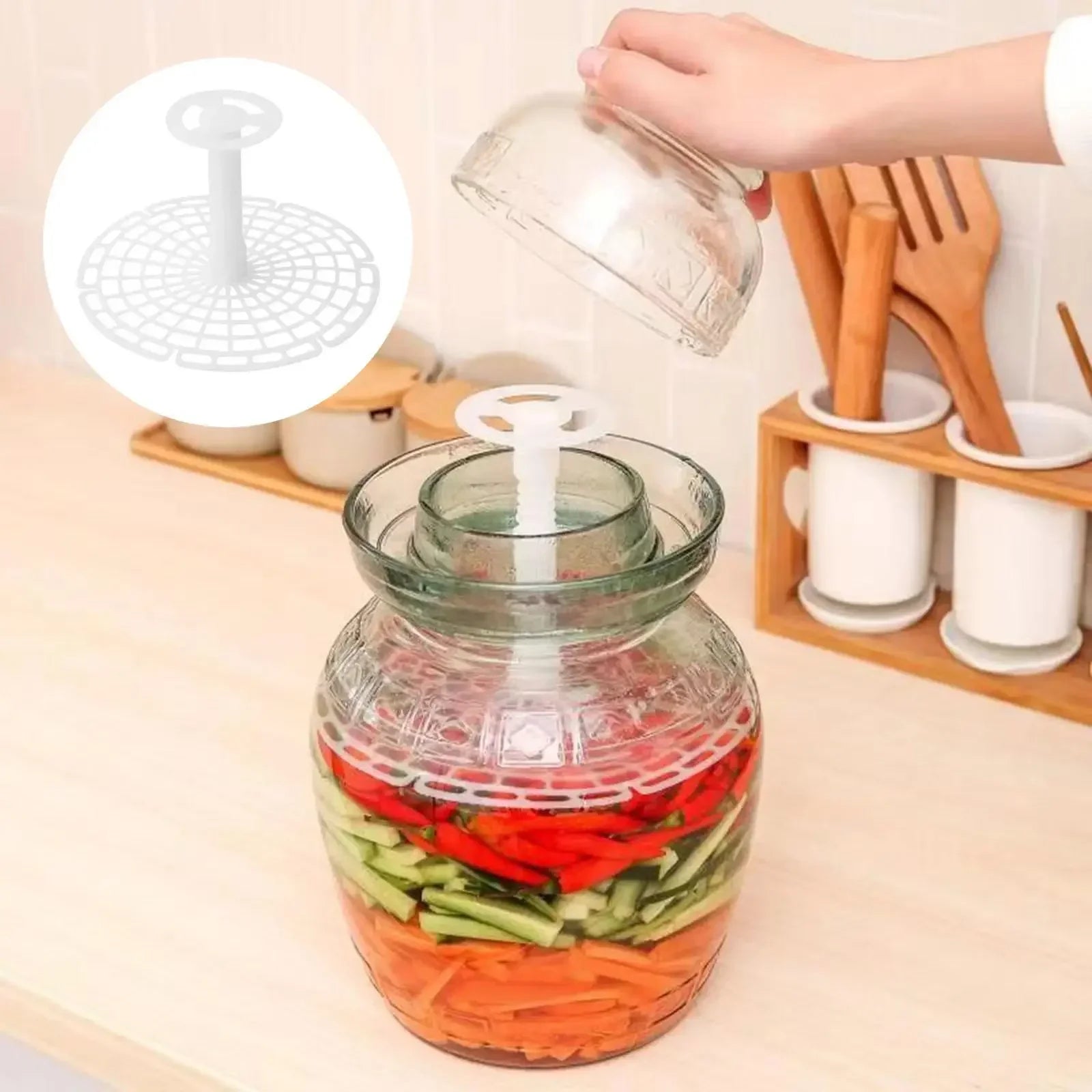 1pc Pickle Jar Press Plastic Holder For Compaction In Kimchi Jar Pickle Jar Tool Home Making Kimchi Kitchen Gadgets Zpaxo