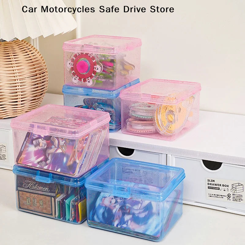 CMINS Transparent Plastic Storage Box Photocards Holder Desk
