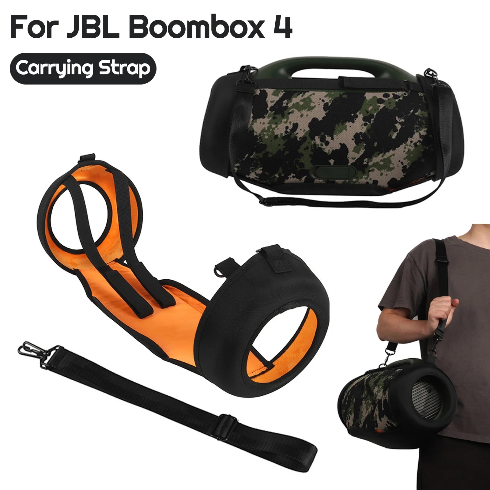 Travel Carrying Strap Protective Portable Speaker Strap Holder Carrier Shoulder Strap with Two Side Covers for JBL Boombox 4 Zpaxo