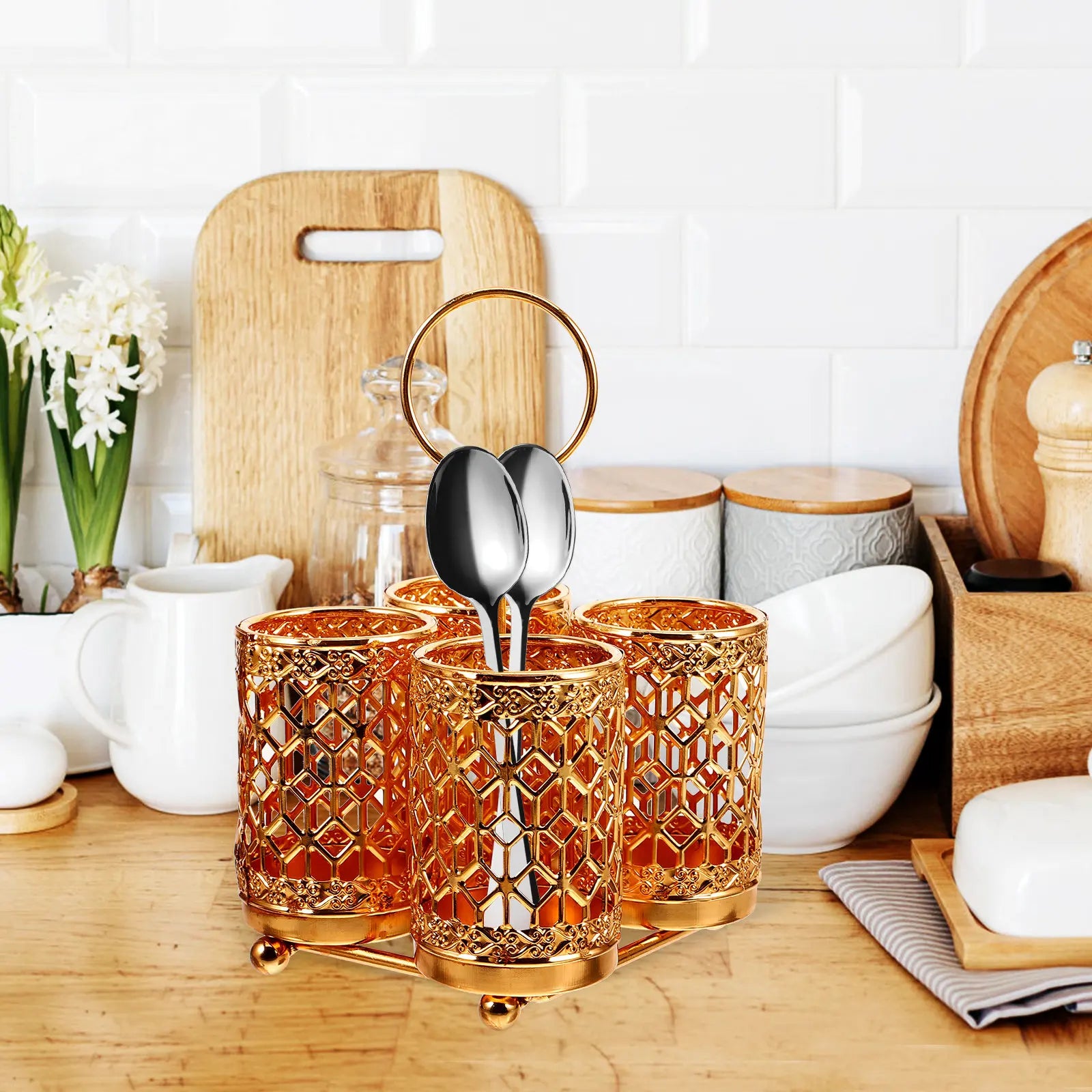 Utensil Holder Large Capacity Sturdy Cutlery Storage Organizer