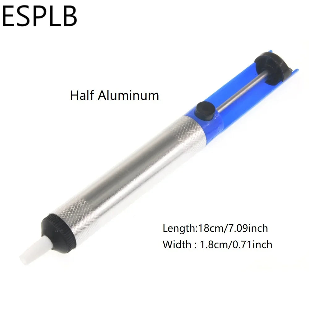 Aluminium Desoldering Suction Pump Tool Solder Sucker Suction Tin Pen Removal Device Blue Vacuum Soldering Iron Desolder Zpaxo Blue