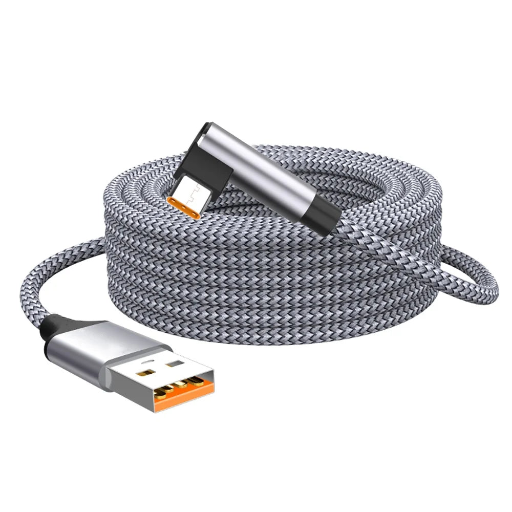6A USB-C Elbow Fast Charge Cable – 1m to 8m | Type-C USB-C Charging Cable Zpaxo Gray 1m