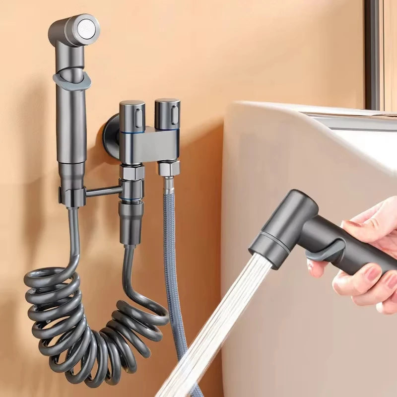 Handheld Bidet Toilet Sprayer Set – Cold Water Bathroom Wash Bidet Sprayer Set Zpaxo Gray