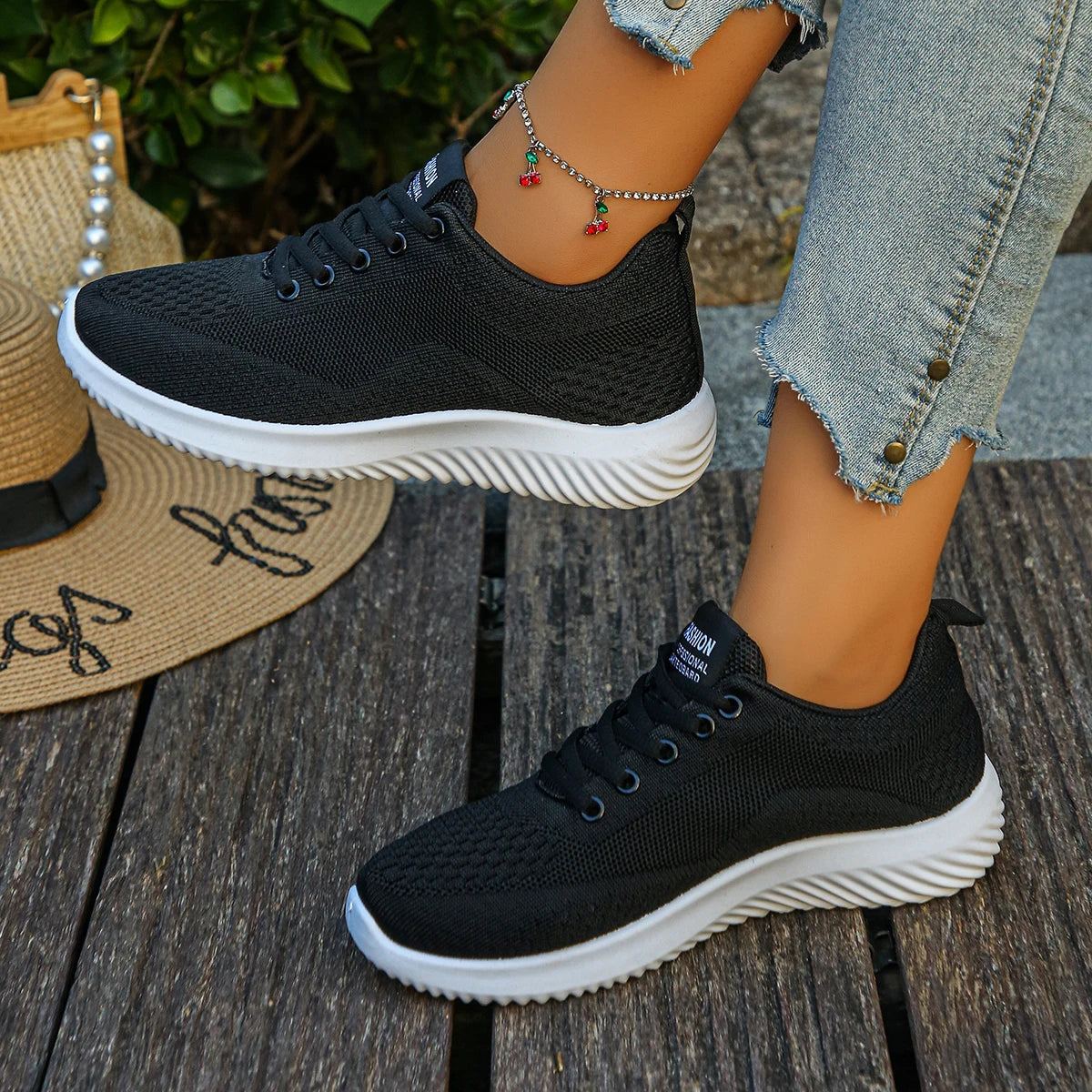 Women Sneakers 2025 New Walking Plus Size Shoes Woman Lace Up Round Toe Sneakers Women Fashion Lightweight Designer Shoes Women Zpaxo black 40