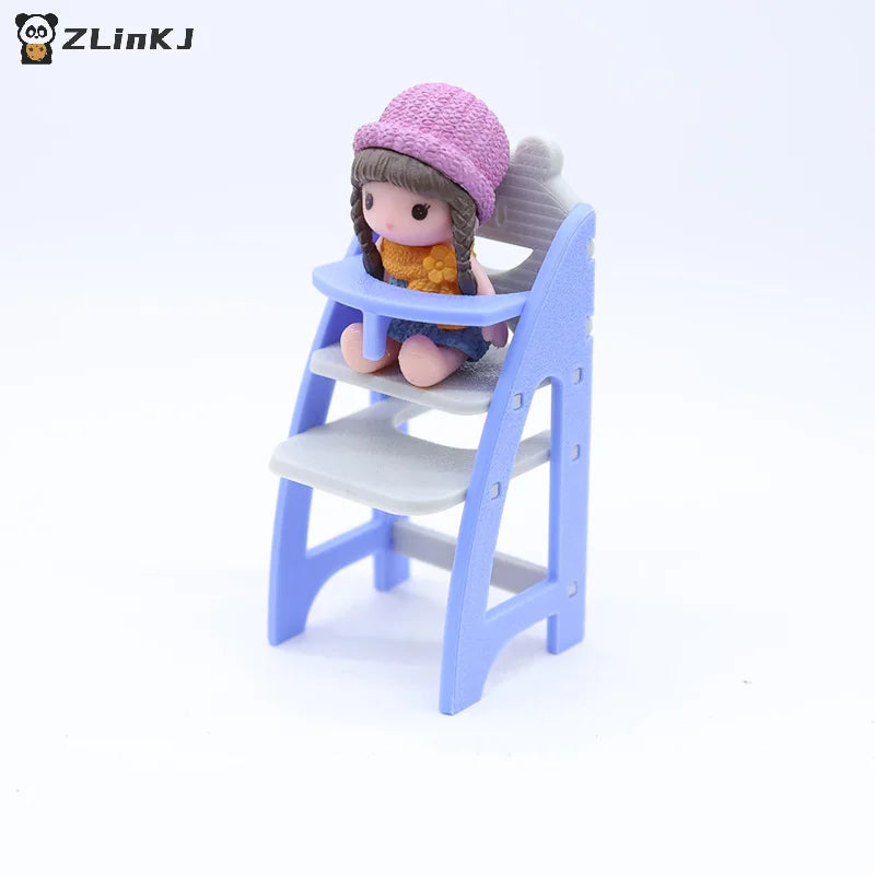 ▶1Pc Miniature Simulation Baby Dining Chair Model For 1/12 scale Dollhouse Living Furniture Decoration Children Pretend Play Toy Zpaxo