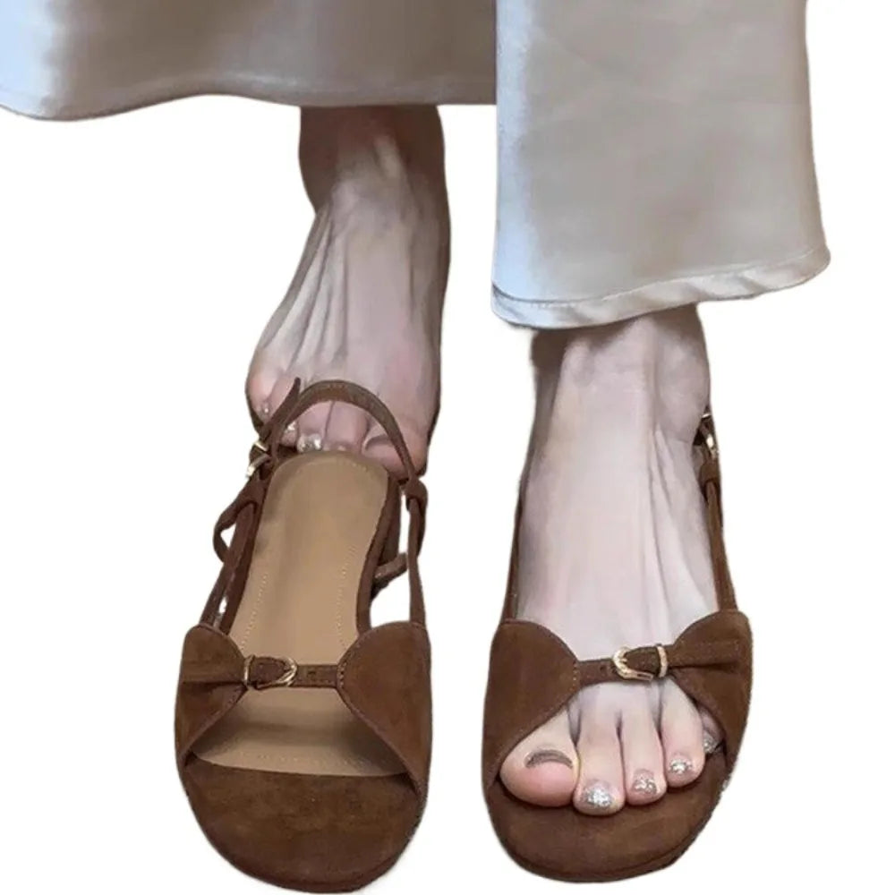 Women's Fashion Sandals Summer Round Head Soft Frosted Open Toe