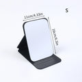 Desktop Foldable Makeup Mirror Black Tulip Pink Portable PU Leather Mirror for Office Travel Table Zpaxo Black L
