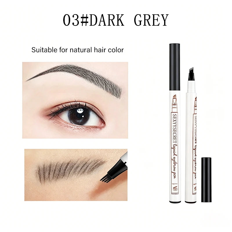 Waterproof Liquid Eyebrow Pen Long Lasting Stain-proof Ultra-fine 4 Split Tip Eyebrows Pen Fine Sketch Eyebrow Makeup Pencil Zpaxo 03