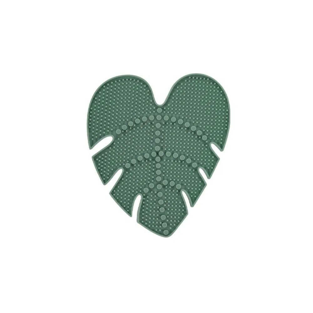 Leaf-shaped Makeup Brush Cleaner Anti-slip Silicone Cosmetic Cleaning Pads with Suction Cup Portable Make Up Brush Cleaning Mat Zpaxo Green