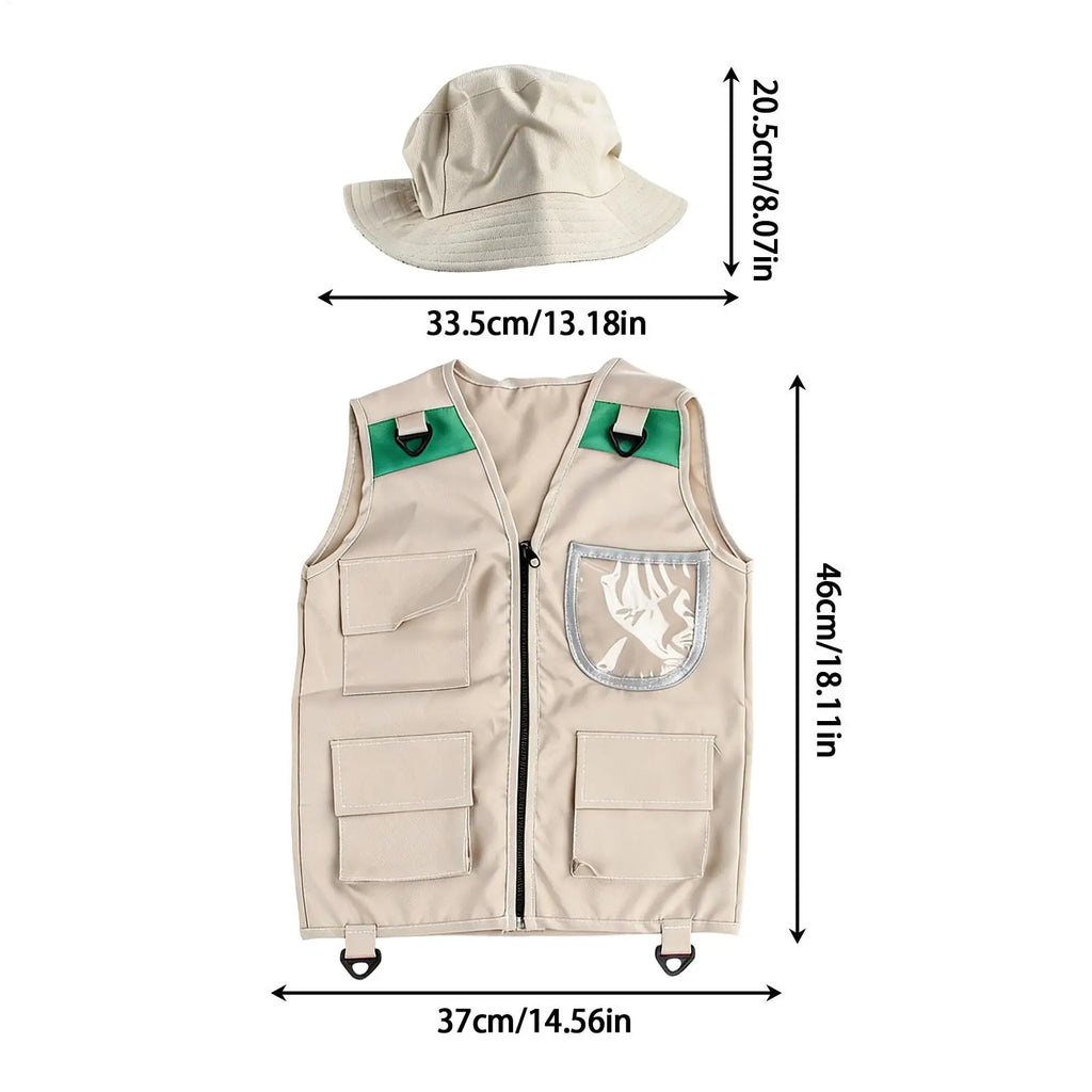 Kids Costume Vest Hat Nature Adventures Suit Dress Up Cargo Camping