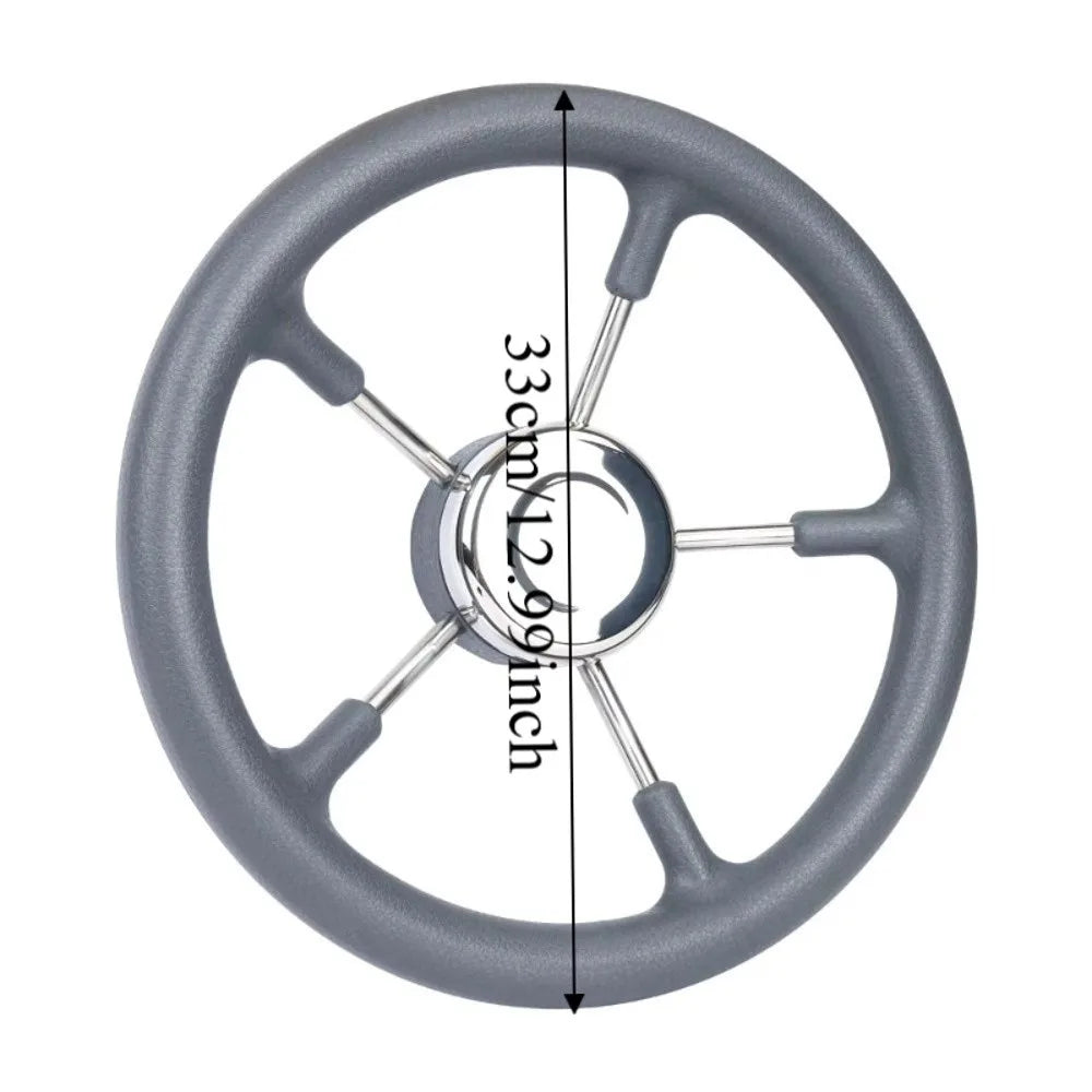 Stainless Steel Boat Steering Wheel 5-Spoke Design Polished Marine Steering Wheel Anti-Skid Black Foam Grip Yacht Accessories Zpaxo