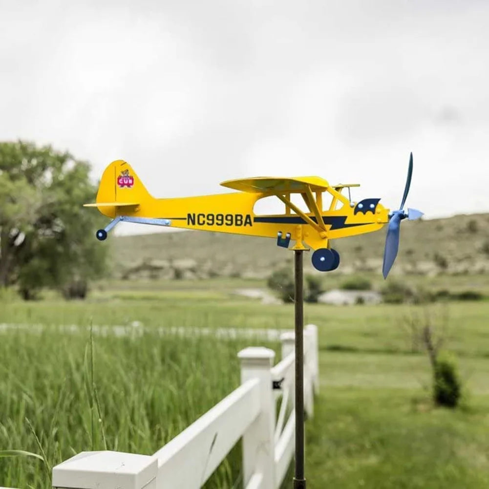 3D Plane Garden Creative Weather Vane Decoration Metal Windmill Wind Spinner Airplane Anti-corrosion Weatherproof Dutdoor Decor Zpaxo