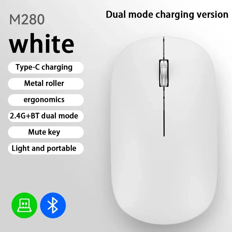 Wireless Bluetooth Mouse Dual Mode DPI Adjustable Type-c Rechargeable