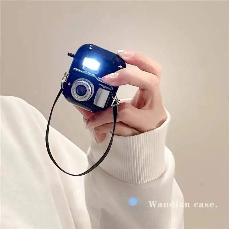 3D Camera Earphones Case With Strap For Airpods Pro 1st 2nd Gen Soft Silicone Headphone Protective Cover For Air Pods Pro 3 2 1 Zpaxo