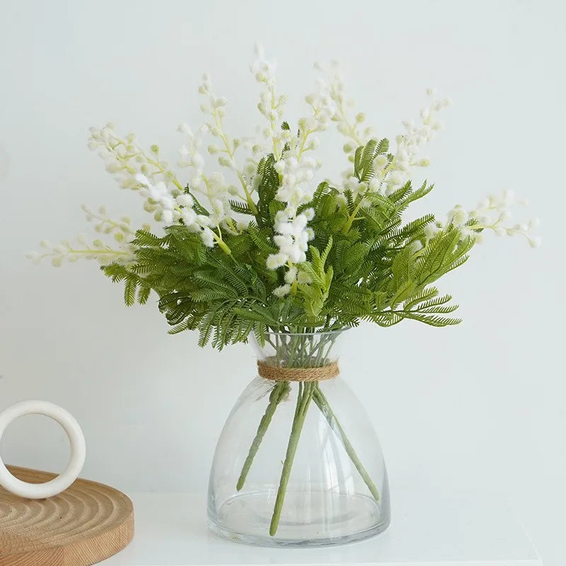 Fake Acacia Artificial Flowers Yellow Mimosa Spray Cherry Fruit