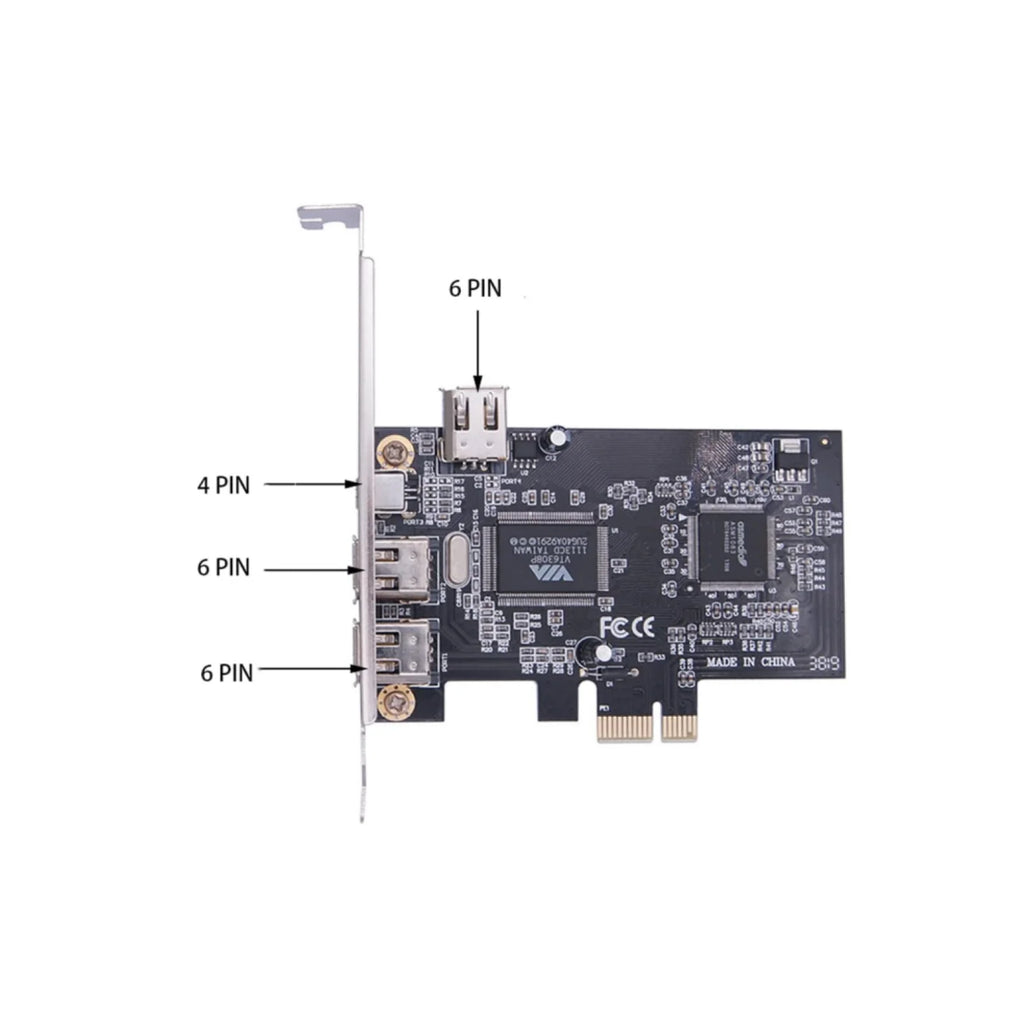 PCI-e 1X External IEEE 1394 4 Ports 3 X 6Pin 1 4Pin Firewire Card