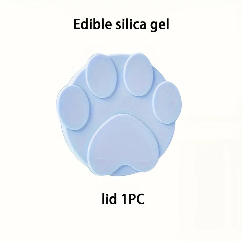 Portable Silicone Dog Cat Canned Lid 2-in-1Food Sealer Spoon Pet Food Cover Storage Fresh-keeping Lids Bowl Dog Accessories Zpaxo blue