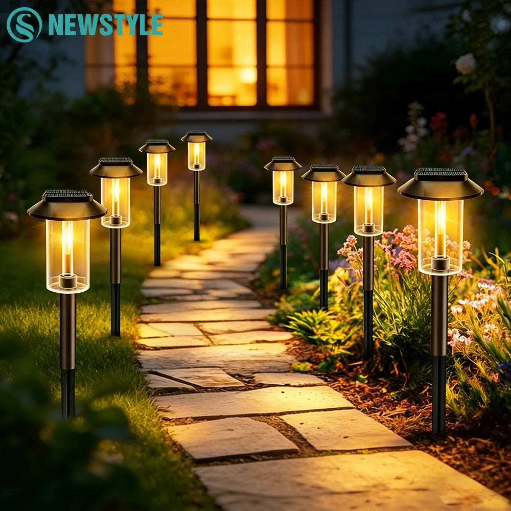 4/8PCS Solar Pathway Lights IP65 Waterproof Auto On/Off Solar Powered Landscape Lighting Outdoor Decor Lamp for Garden Yard Lawn Zpaxo