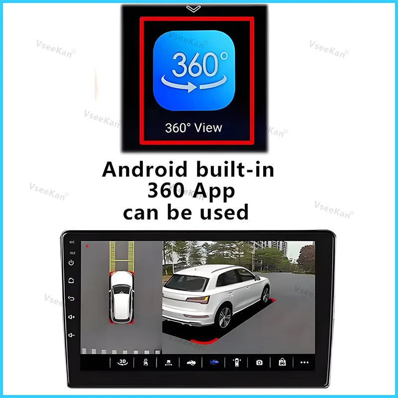 Car 360 Panoramic Camera 3D AHD 720P Android Screen 360APP 4K HD