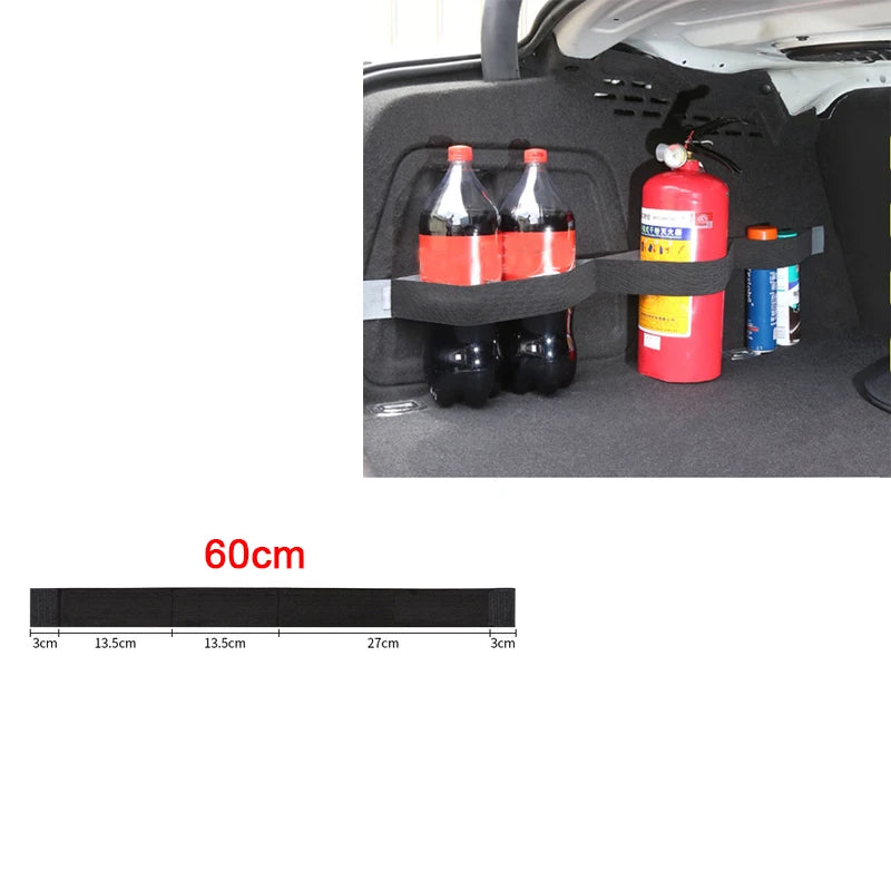 Car Back Rear Trunk Storage Mesh Fixed Straps Interior Organizer