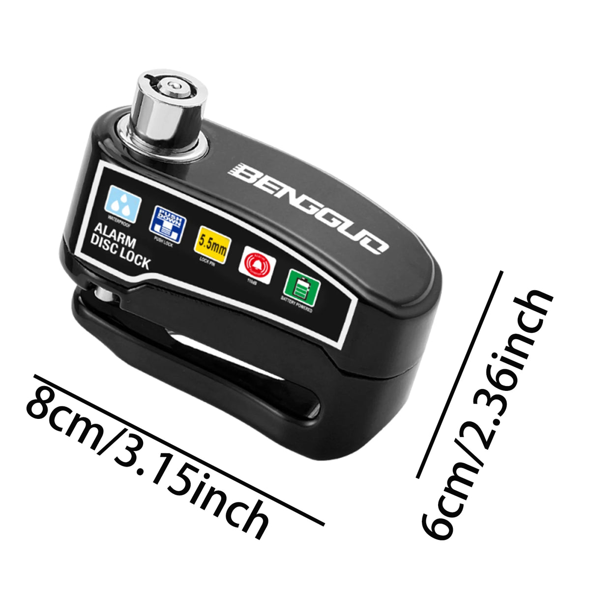 Motorcycle Disc Block Alarm Lock Wheel Brake Key Moto Scooter Bicycle Zpaxo black