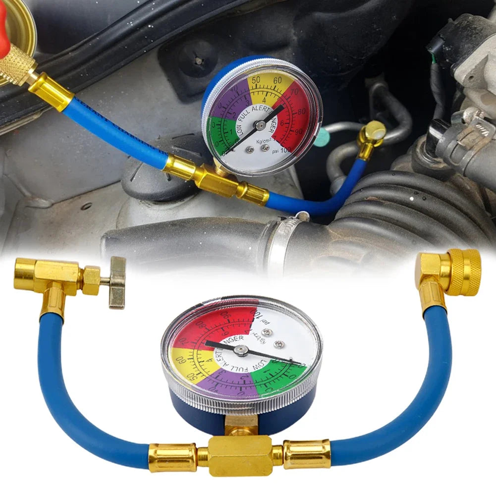 R134A Air Conditioner Gas Cooler with Pressure Gauge Refrigerant Gas Refill for Car Automobile Refrigerant Charging Hose Zpaxo