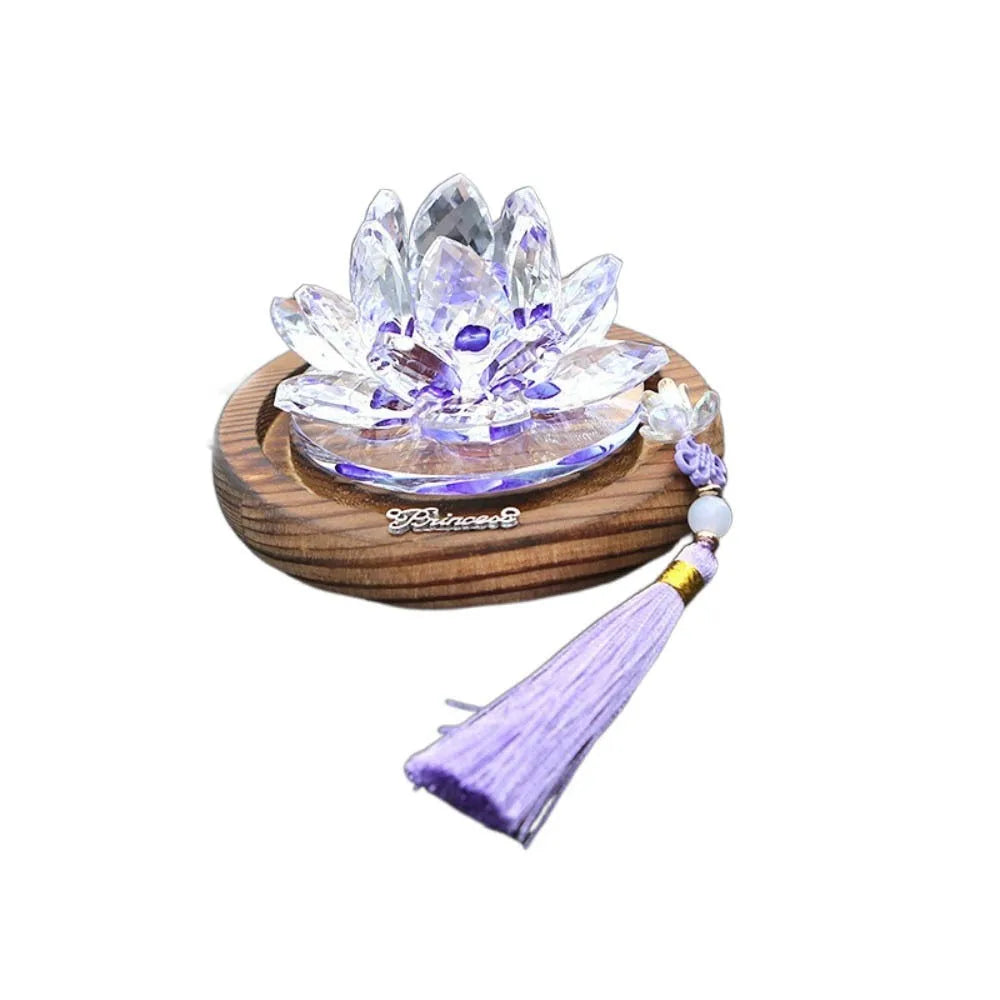 Good Luck Lotus Crystal Car Ornament Realistic Chinese Center Console Zpaxo Purple