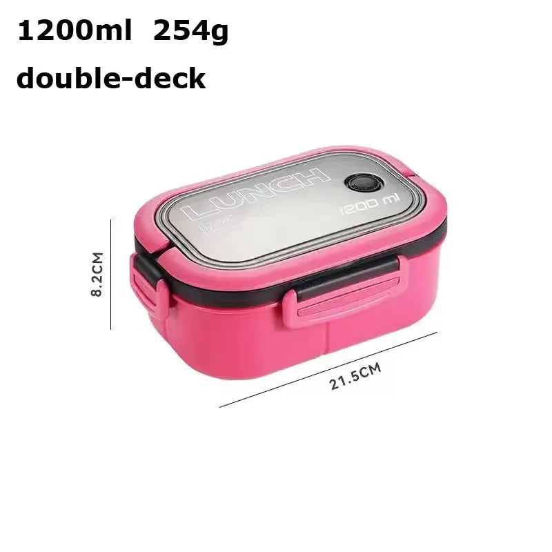 2-Layer Leak-proof Bento Box Fork Spoonmicrowave Safe Lunch Container