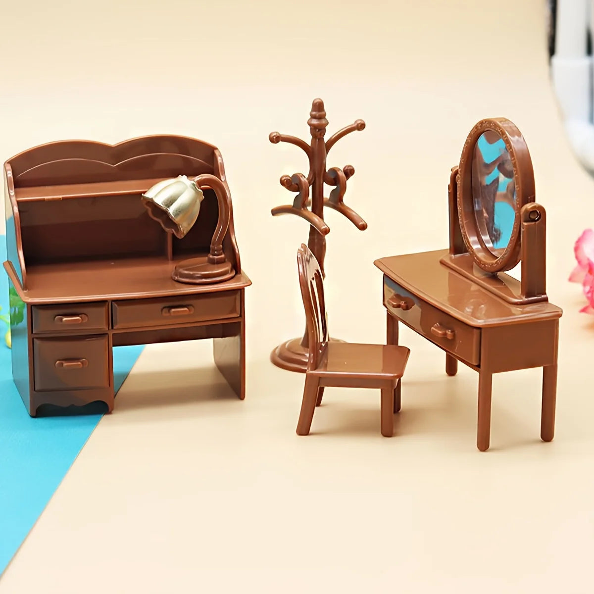 Miniature Planting Scene Vintage Dressing Table Bedroom Dollhouses