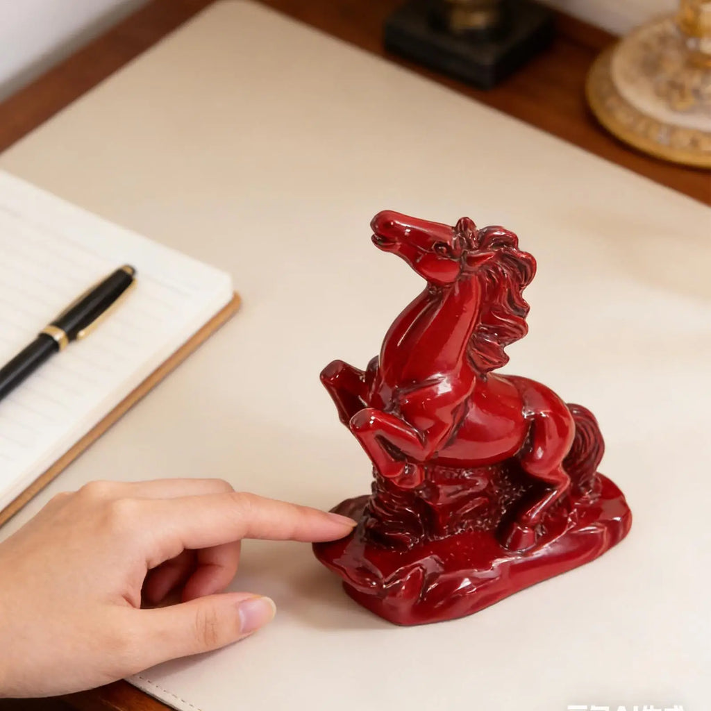Horse Statue Resin Chinese Year Red Ornament Figures Decor Adults Men