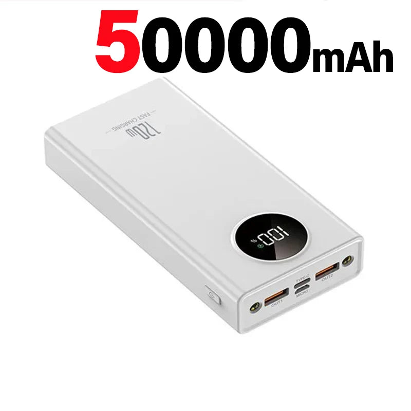 120W Power Banksuper Fast Charging 80000mah Ultralarge Capacity Zpaxo White 50000mAh