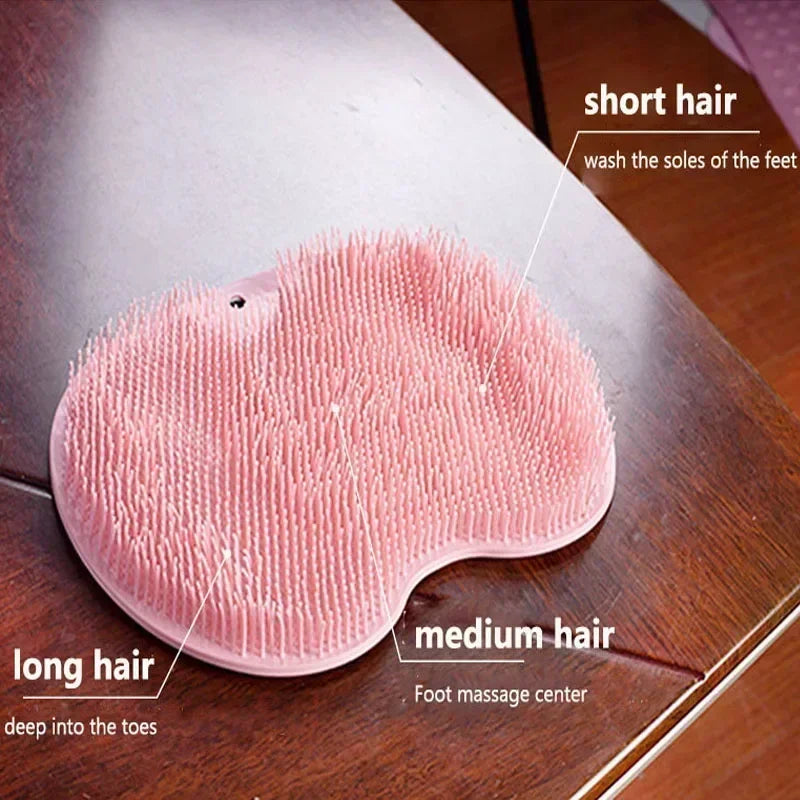 Silicone Rub Back Brush Bathroom Non-slip Wash Foot Pad Massage Shower Mat with Sucker Bath Massage Foot Exfoliating Brush Pad Zpaxo