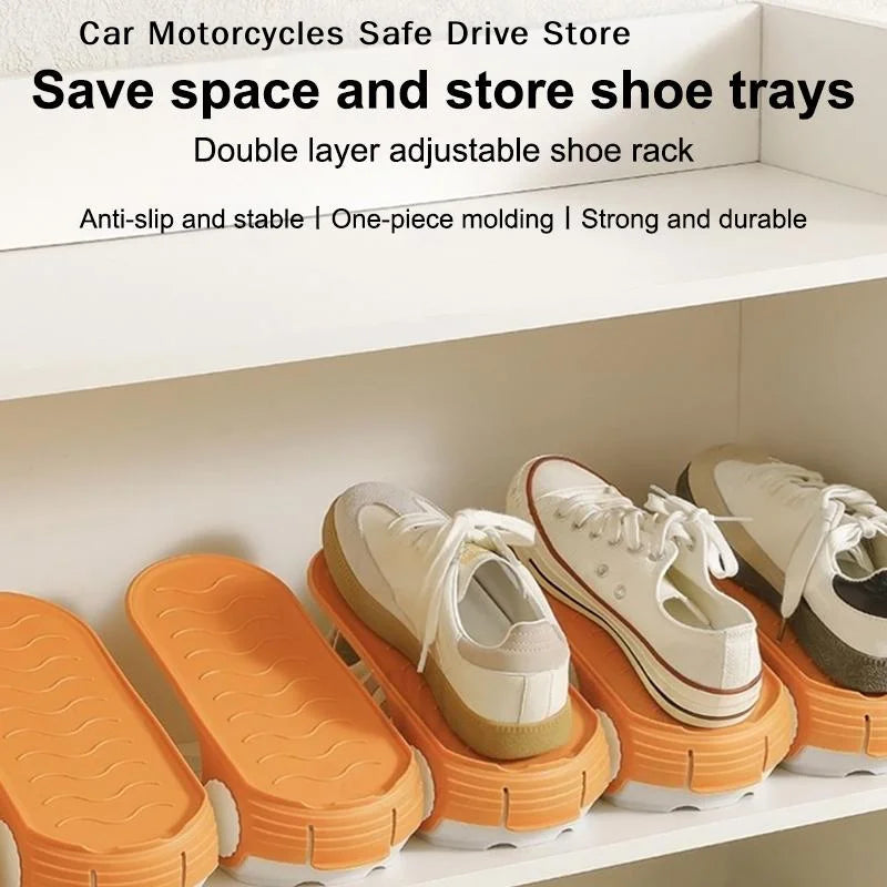 MNew Adjustable Shoes Rack Double Layer Space Saving Shoe Slots