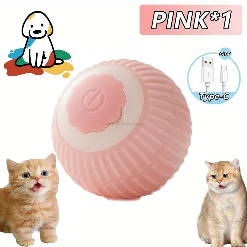 Cat Toys Interactive Ball Cat Accessories Interactive Cat Ball Kitten CatBall Toys Electronic Automatic Rolling Magic Ball Zpaxo only ball-pink