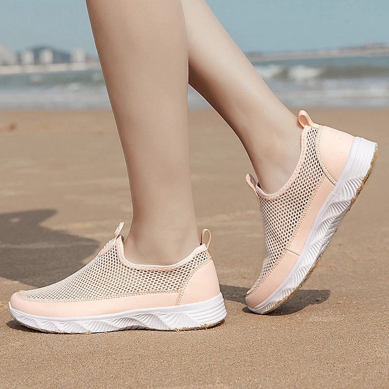 Slip Couple Shoes Lightweight Breathable Flying Woven Casual Sneakers Zpaxo