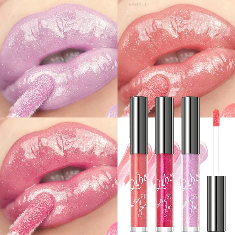Shimmering Taro Purple Lip Gloss Moisturizing Plumping Gold Sparkle