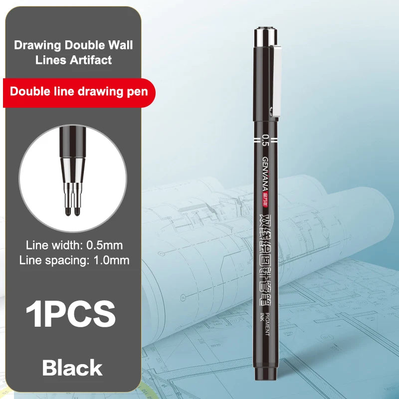 Double-Line Gel Pen 0.1mm/0.3mm/0.5mm, Essential For Architectural Design Exams, Note-Taking, And Painting Zpaxo 0.5mm